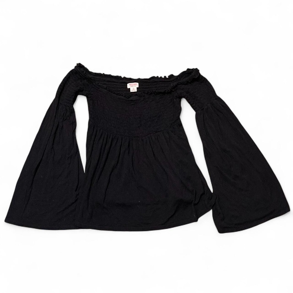 Mossimo black bell sleeve top stretch rayon y2k whimsygoth XS/12.5